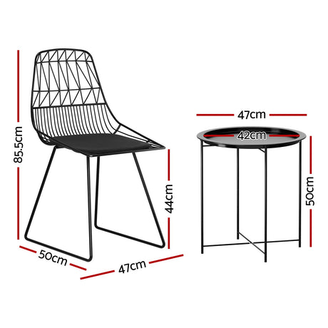 Gardeon 3PC Outdoor Bistro Set Patio Furniture Lounge Chairs Table Garden