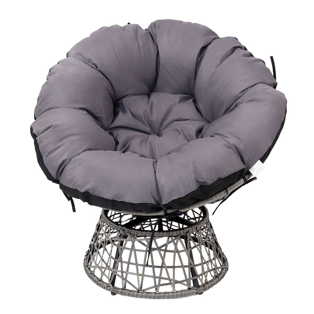 Gardeon Outdoor Chairs Outdoor Furniture Papasan Chair Wicker Patio Garden Grey