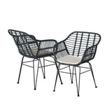 Gardeon 3PC Outdoor Furniture Bistro Set Lounge Setting Table Chairs Cushion Patio Grey