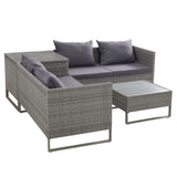 Gardeon 4-Seater Outdoor Sofa Furniture Lounge Set Wicker Setting Grey