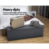 Artiss Storage Ottoman Blanket Box 140cm Linen Dark Grey