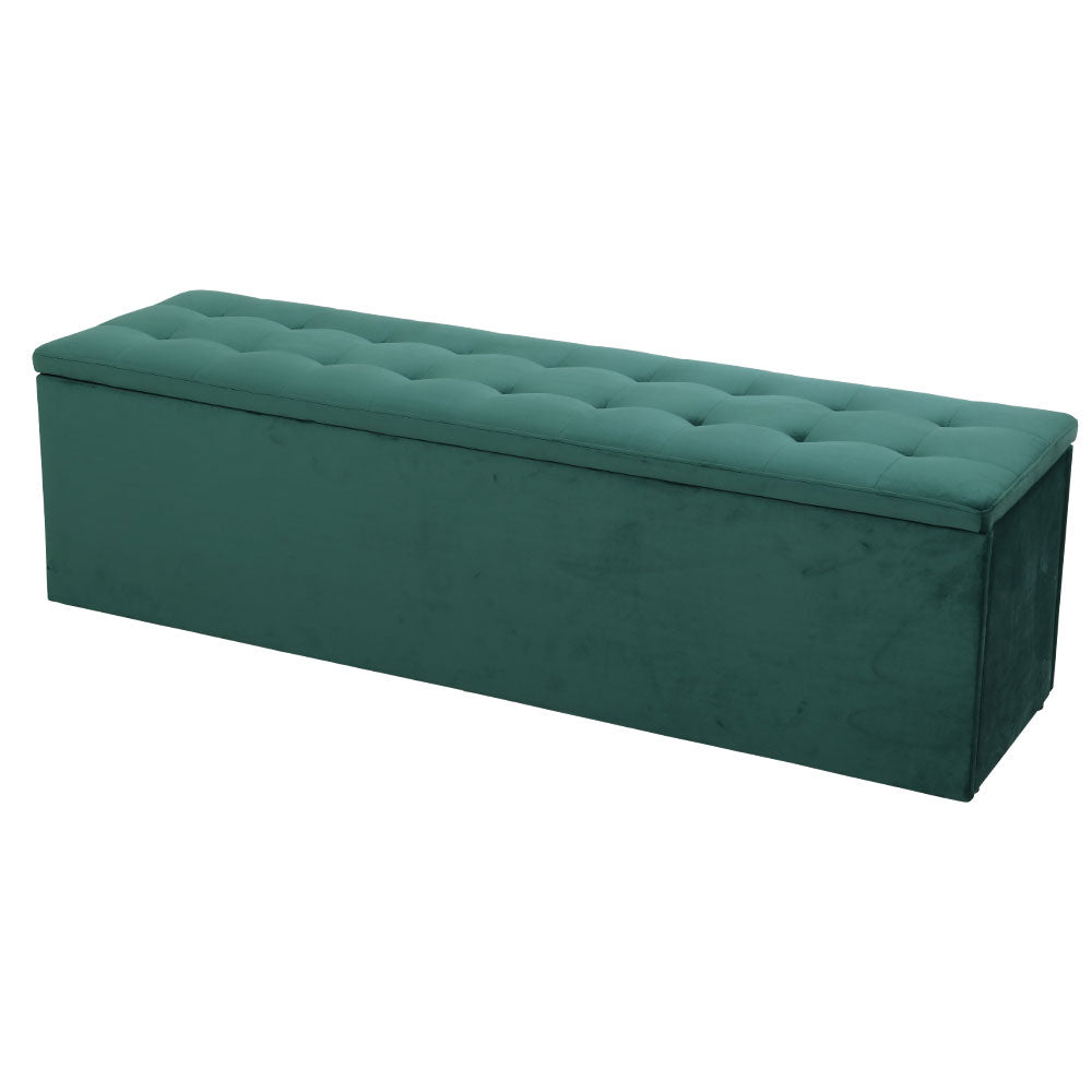 Artiss Storage Ottoman Blanket Box 140cm Velvet Green