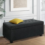 Artiss Storage Ottoman Blanket Box 97cm Linen Charcoal