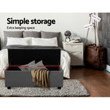 Artiss Storage Ottoman Blanket Box 97cm Linen Grey