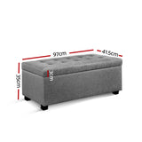 Artiss Storage Ottoman Blanket Box 97cm Linen Light Grey