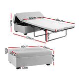 Artiss Ottoman Storage Sofa Bed 112cm Foldable Grey