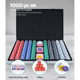 1000pcs Poker Chips Set Casino Texas Hold'em Gambling Party Game Dice Cards Case