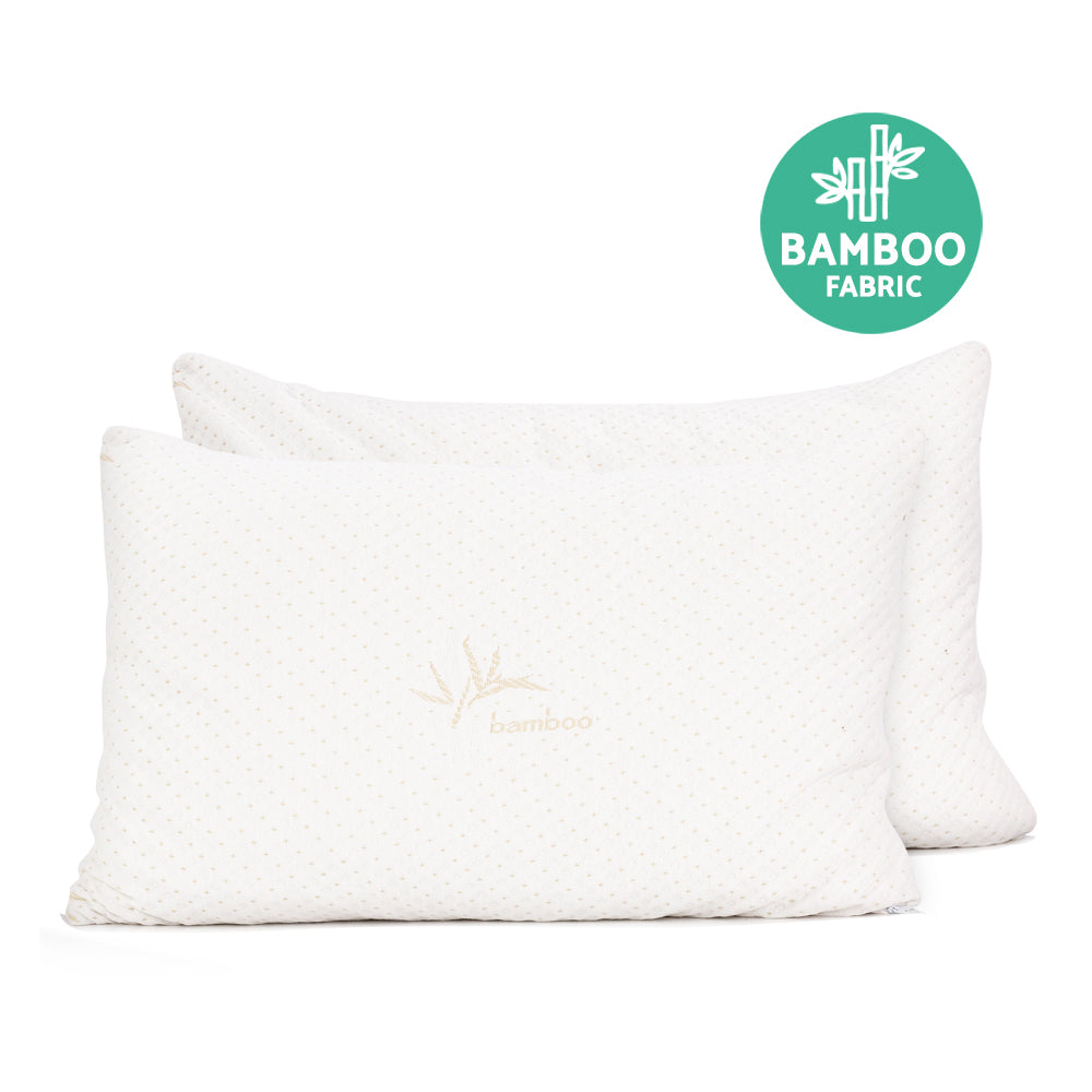 Giselle Bedding Memory Foam Pillow Bamboo Cover Twin Pack