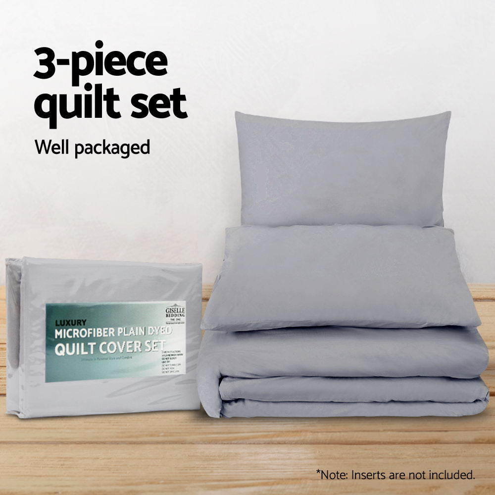 Giselle Bedding Quilt Cover Set Classic Grey King