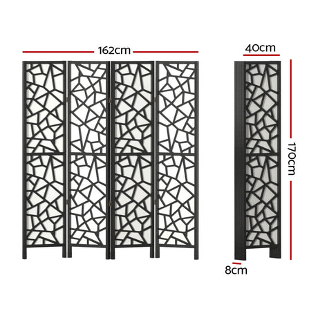 Artiss 4 Panel Room Divider Screen 162x170cm Clover Black