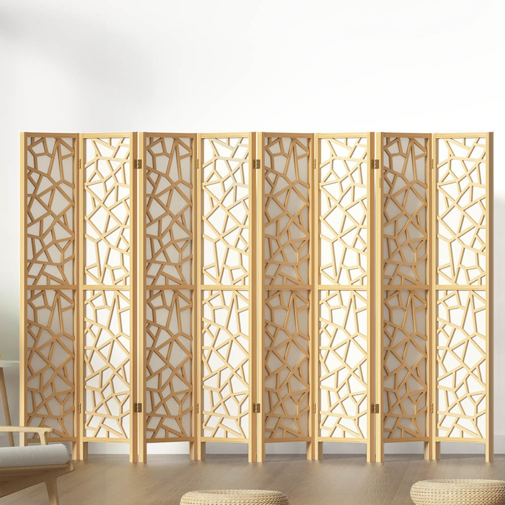 Artiss 8 Panel Room Divider Screen 325x170cm Clover Natural