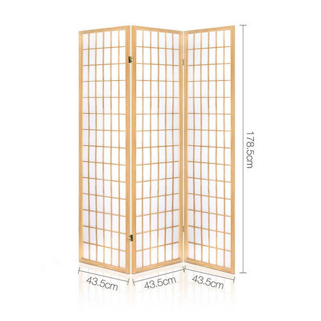 Artiss 3 Panel Room Divider Screen 131x179cm Natural