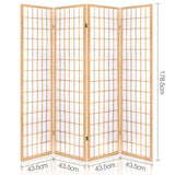 Artiss 4 Panel Room Divider Screen 174x179cm Natural