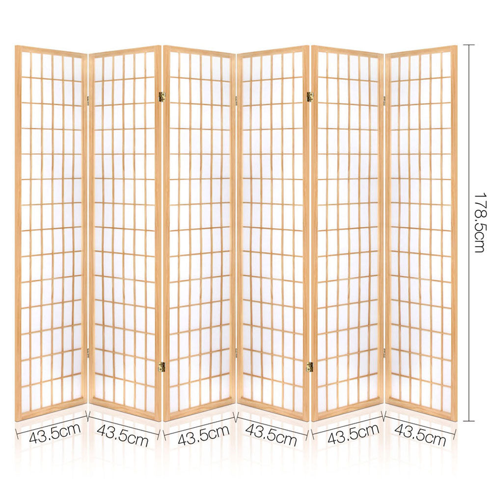 Artiss 6 Panel Room Divider Screen 261x179cm Natural