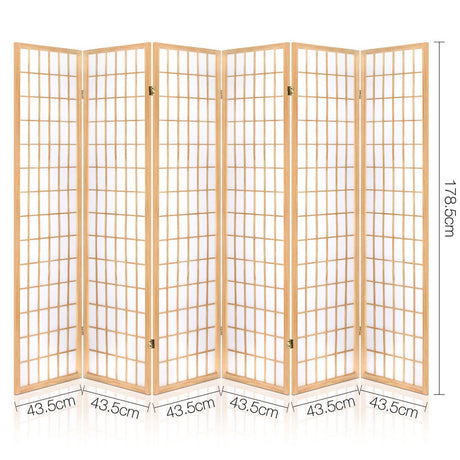 Artiss 6 Panel Room Divider Screen 261x179cm Natural