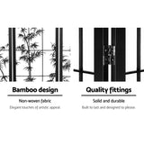 Artiss 4 Panel Room Divider Screen 174x179cm Bamboo Black White