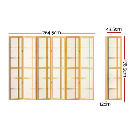 Artiss 6 Panel Room Divider Screen 265x179cm Nova Natural