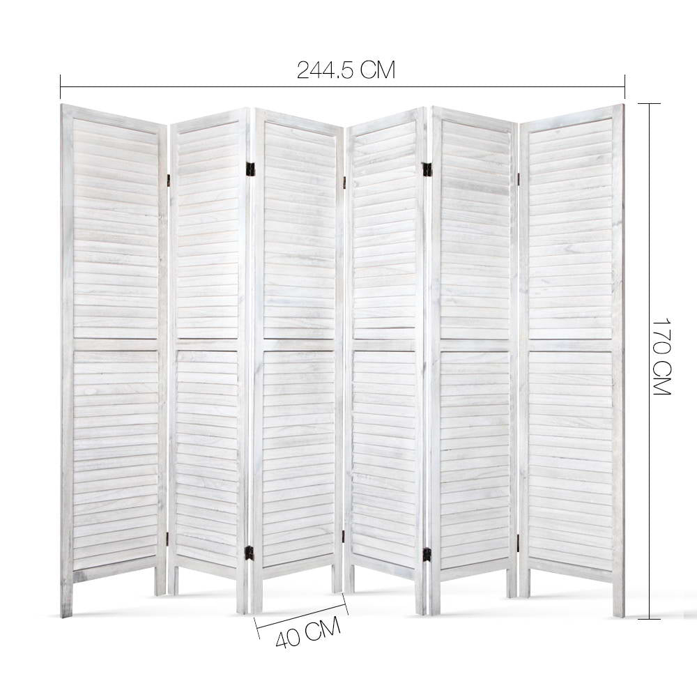 Artiss 6 Panel Room Divider Screen 245x170cm Louver White