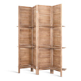 Artiss 4 Panel Room Divider Screen 163x170cm Shelf Oak