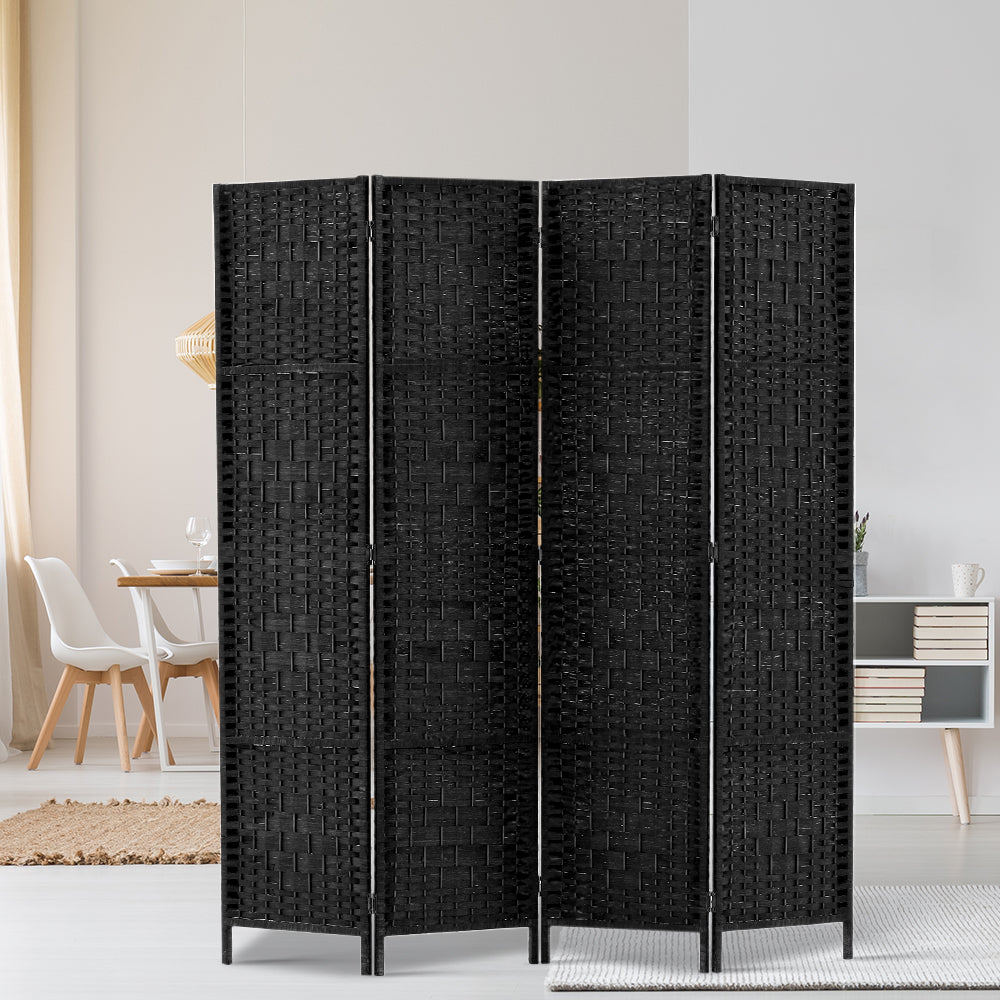 Artiss 4 Panel Room Divider Screen 163x170cm Woven Black