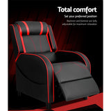 Artiss Recliner Chair Gaming Chair Leather Black Serik