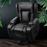 Artiss Recliner Chair Lift Assist Heated Massage Chair Leather Rukwa