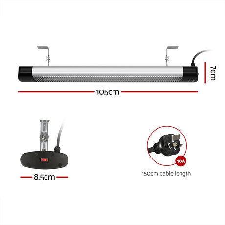 Devanti Electric Strip Heater Radiant Heaters 3000W