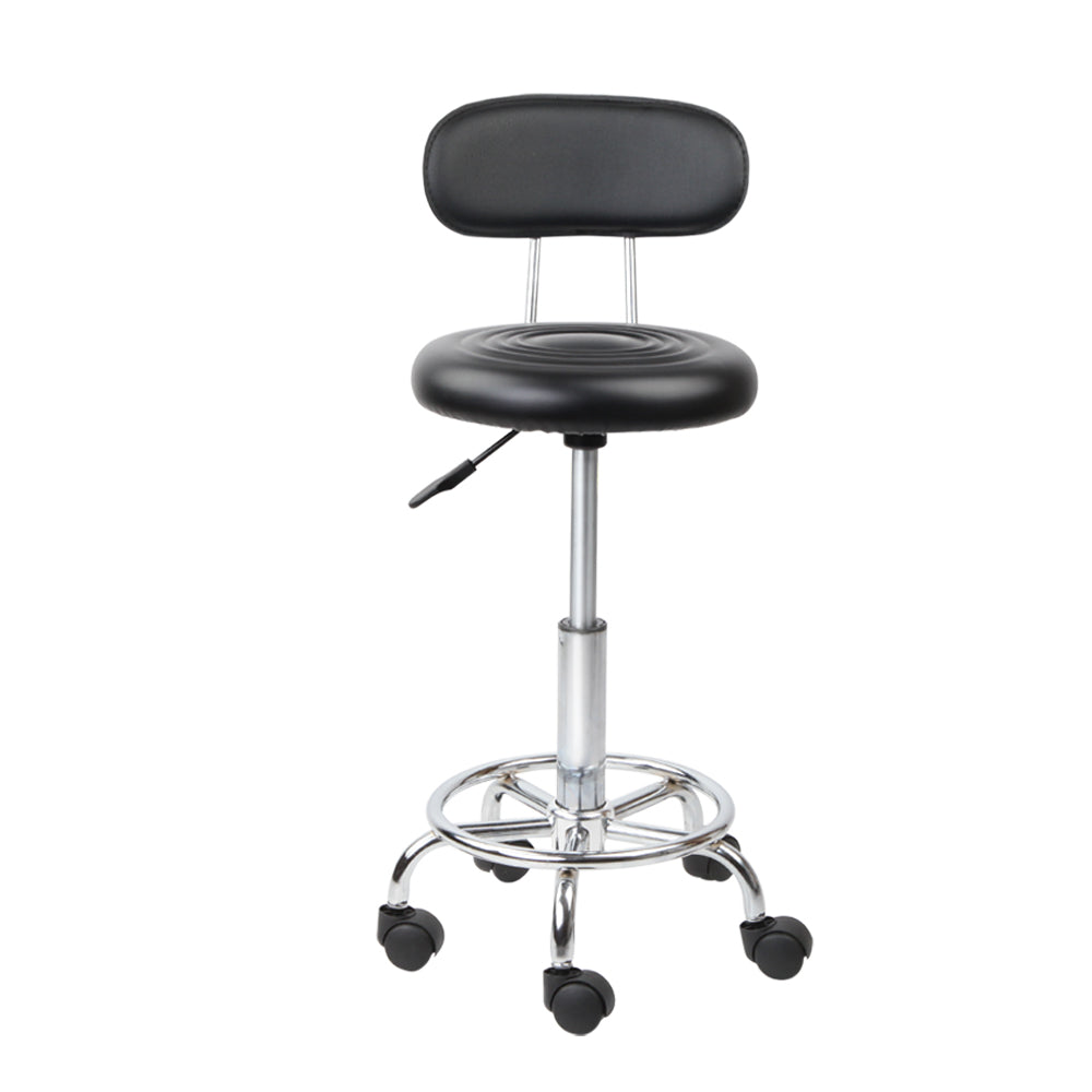 Artiss Salon Stool Swivel Chair Backrest Black