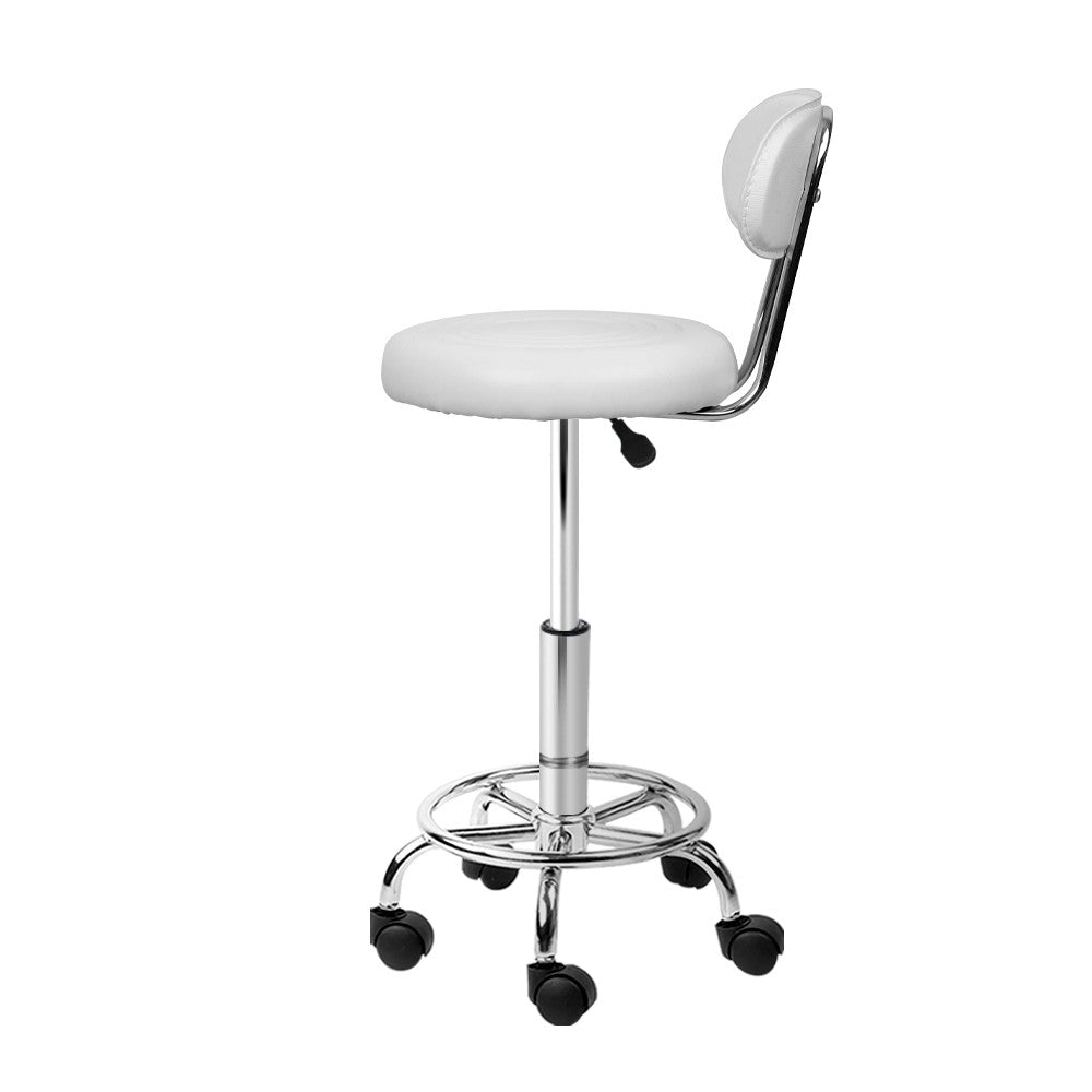 Artiss 2x Salon Stool Swivel Chair Backrest White