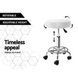 Artiss Salon Stool Round Swivel Chair White