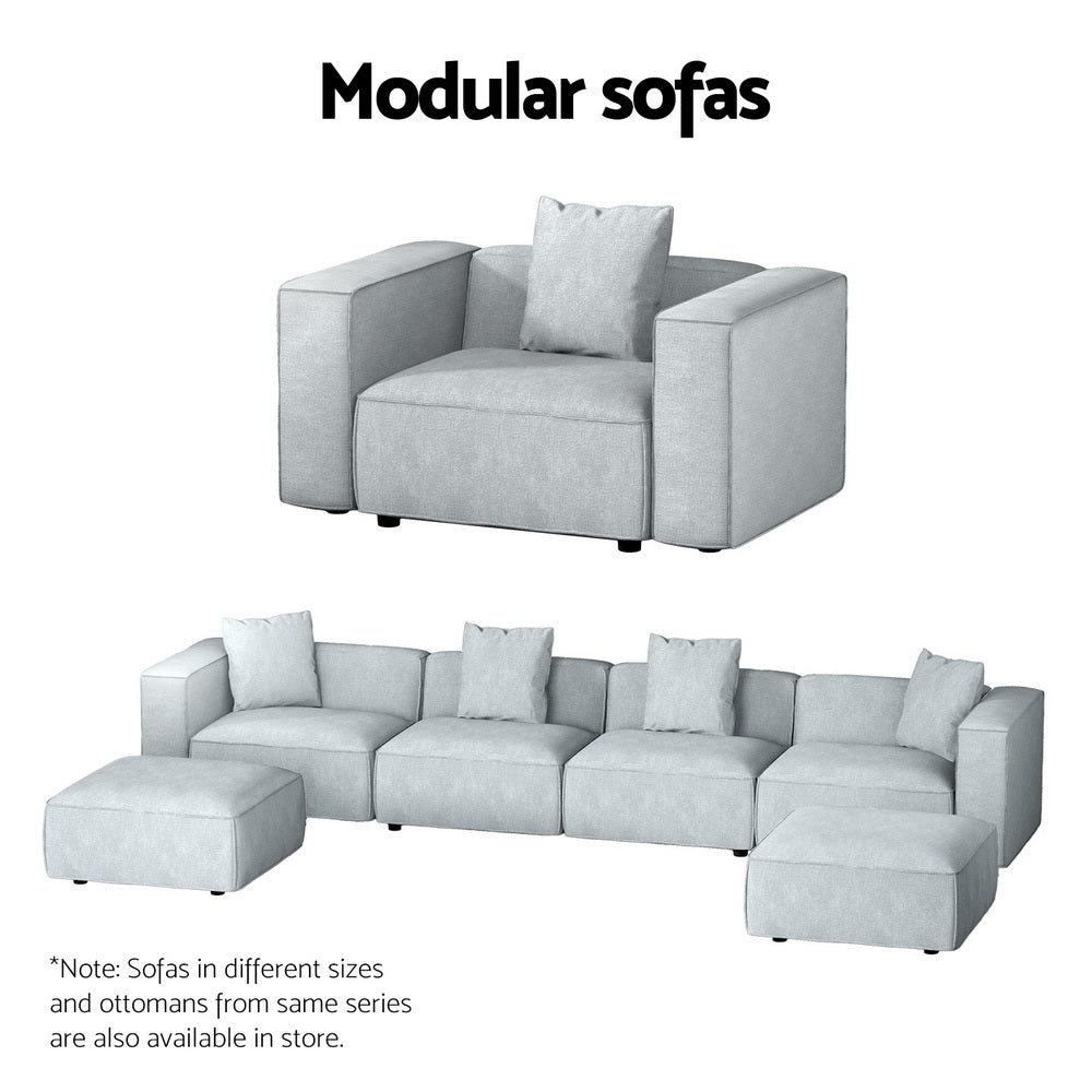 Artiss Modular Sofa Chaise Set 2-Seater Grey