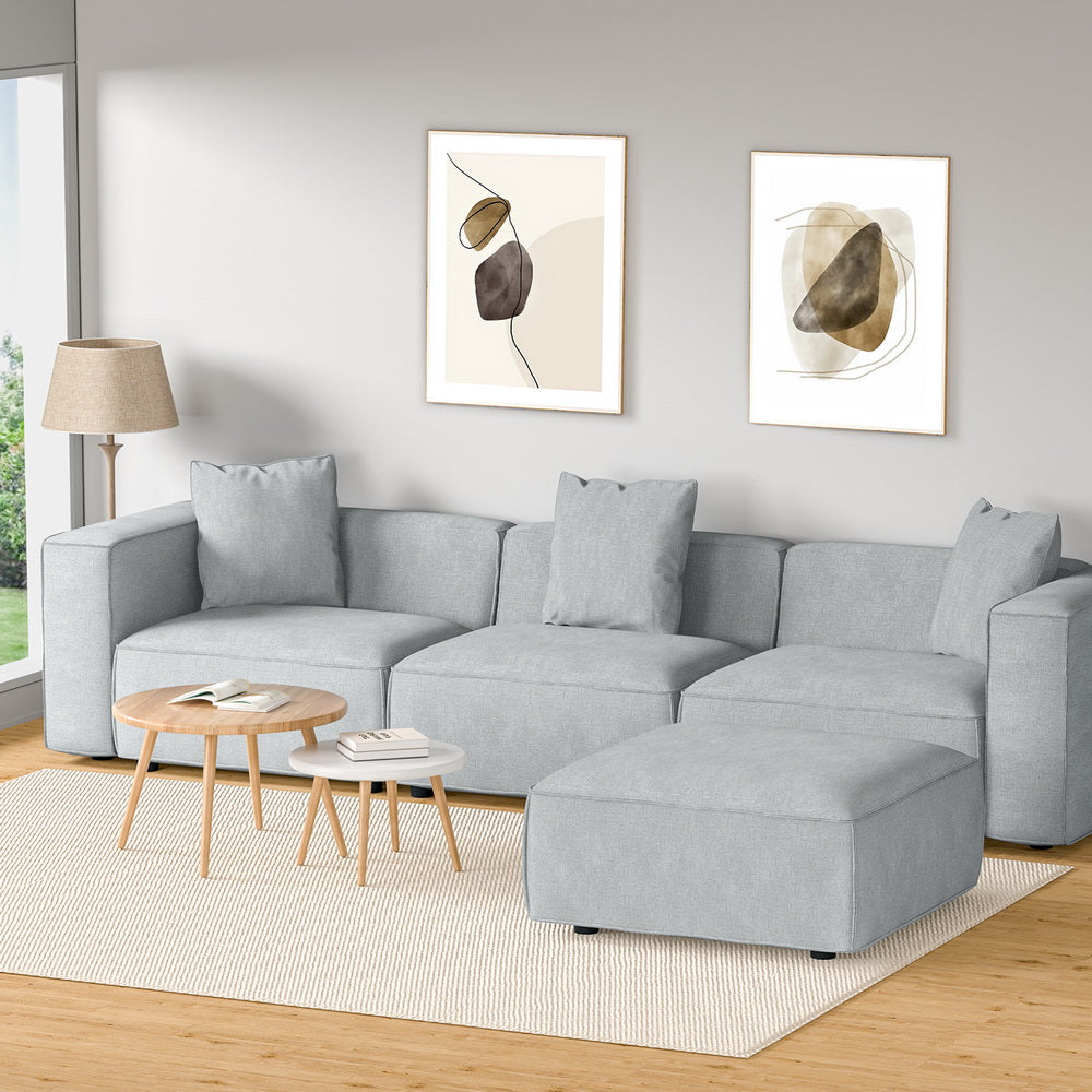 Artiss Modular Sofa Chaise Set 4-Seater Grey