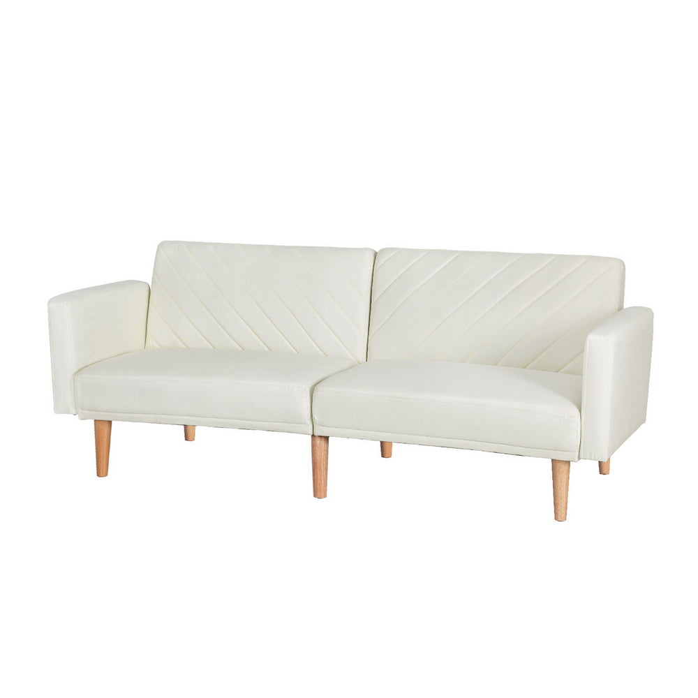 Artiss Sofa Bed 195CM Beige Faux Linen