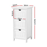 Artiss Bedside Table Bathroom Storage Cabinet 3 Drawers White