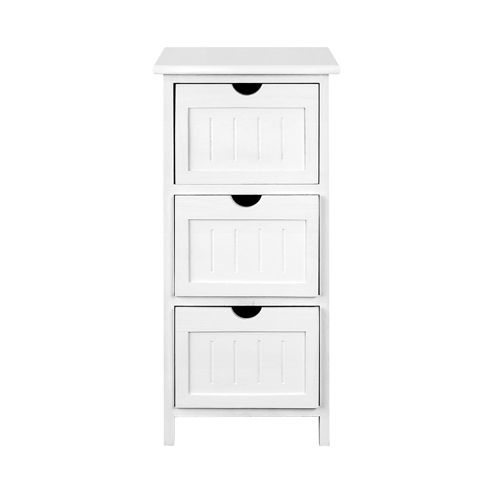 Artiss Bedside Table Bathroom Storage Cabinet 3 Drawers White