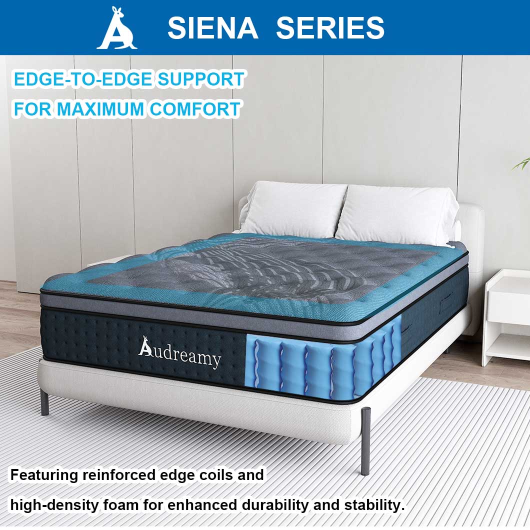 Audreamy Siena Mattress – 35cm Euro Top Bamboo Charcoal Fabric 7-Zone Pocket Spring Medium Firm (Queen)