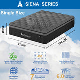 Audreamy Mattress Siena 35cm Euro Top Bamboo Charcoal Fabric 7-Zone Pocket Spring Medium Firm (Single)