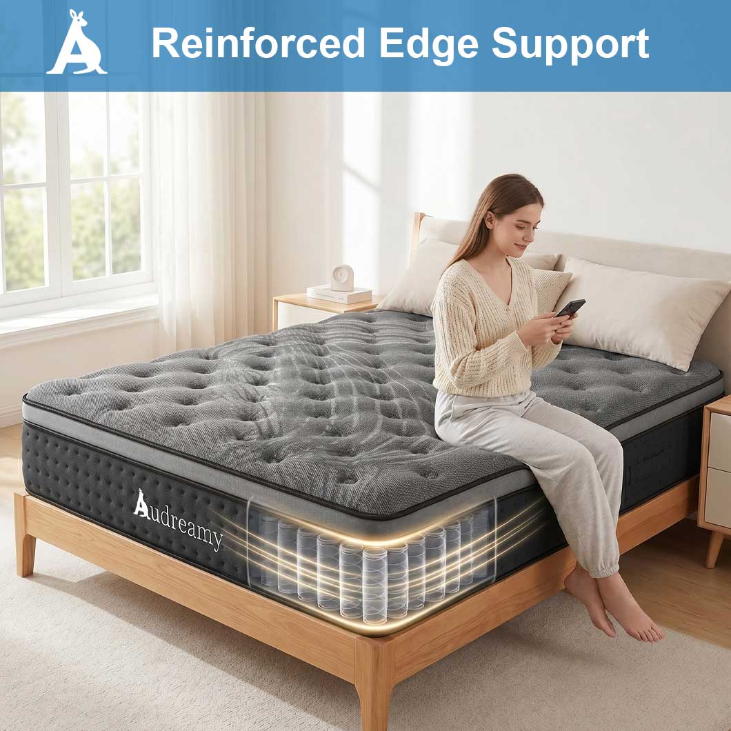 Audreamy Mattress Siena 35cm Euro Top Bamboo Charcoal Fabric 7-Zone Pocket Spring Medium Firm
