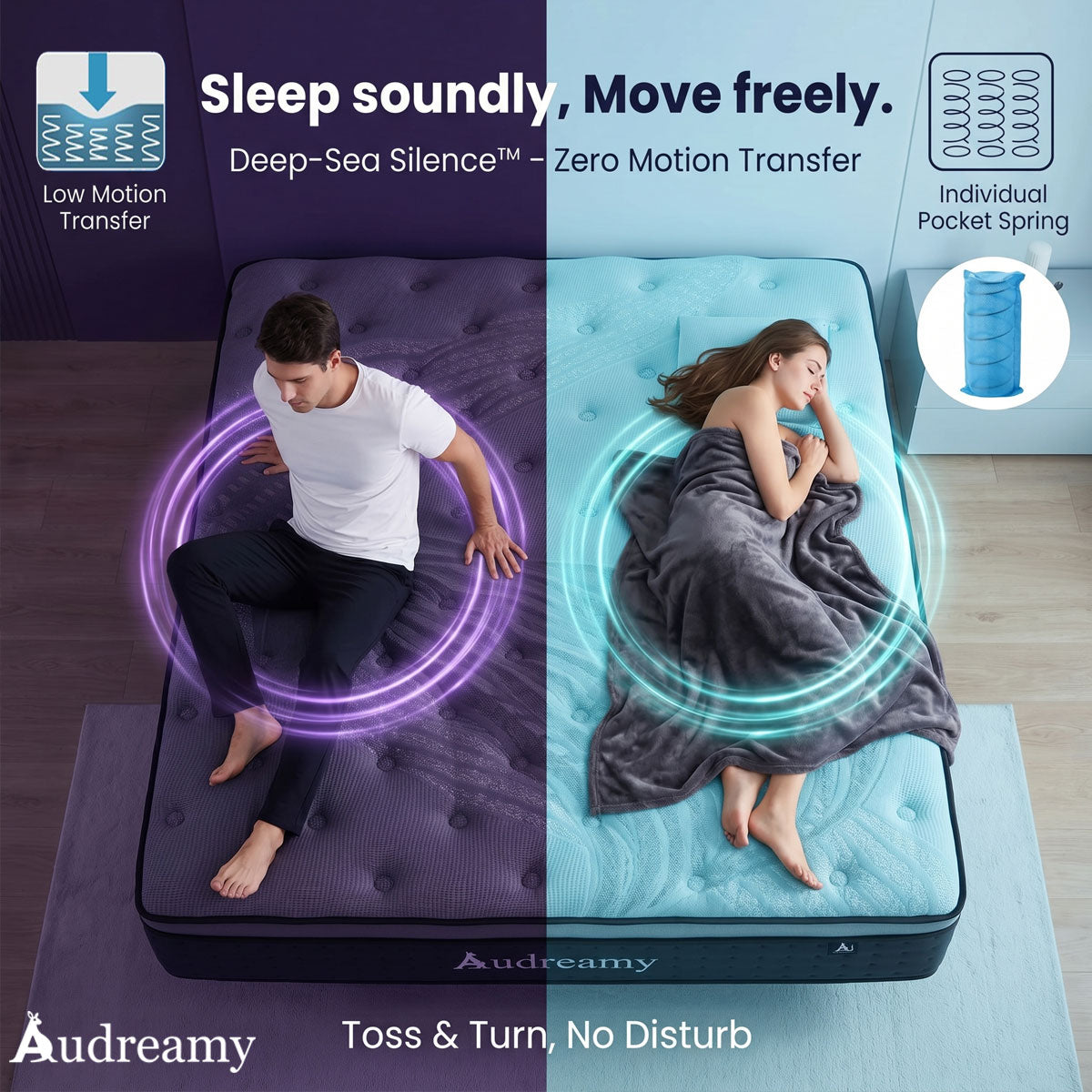 Audreamy Mattress Siena 35cm Euro Top Bamboo Charcoal Fabric 7-Zone Pocket Spring Medium Firm