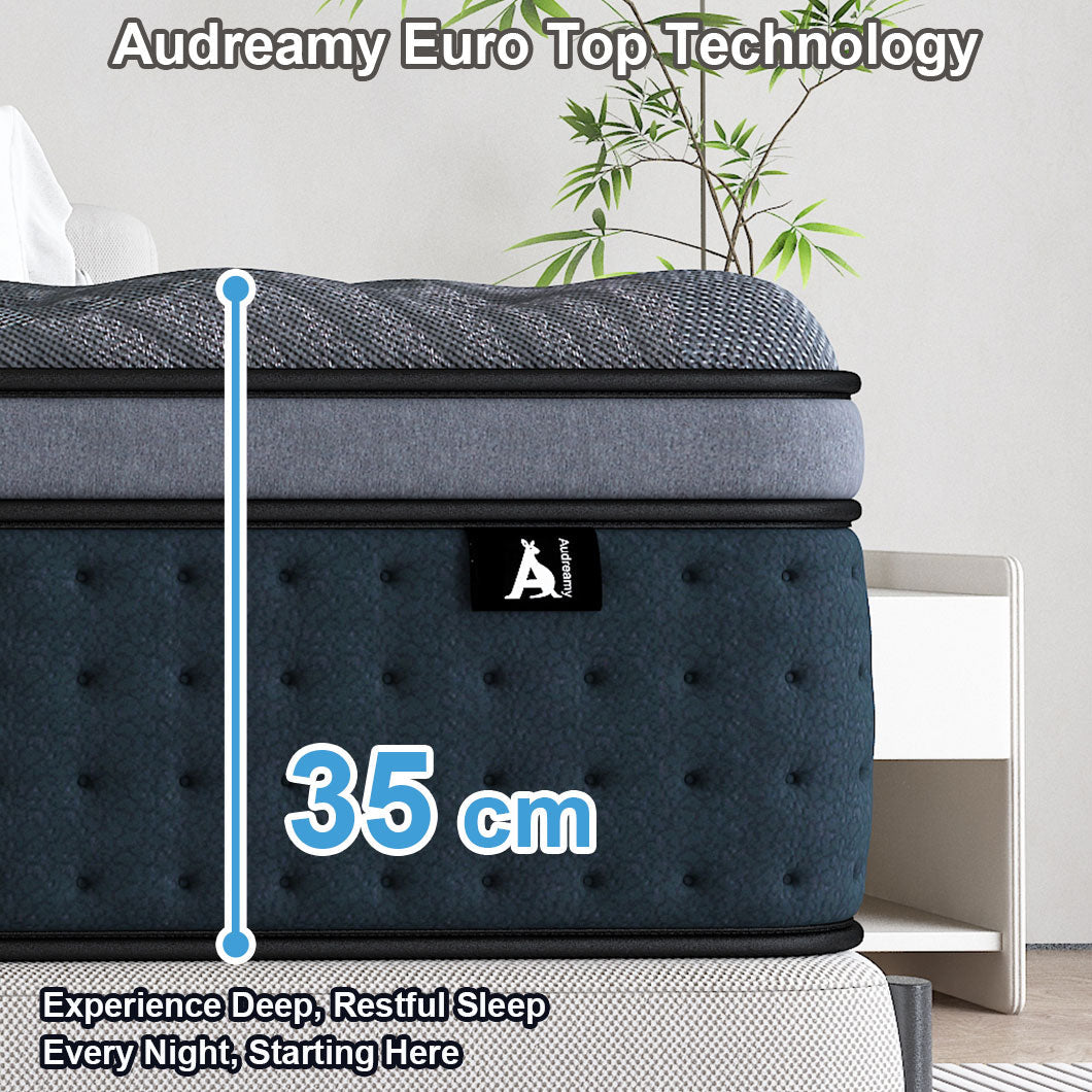 Audreamy Siena Mattress – 35cm Euro Top Bamboo Charcoal Fabric 7-Zone Pocket Spring Medium Firm (Queen)