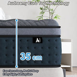 Audreamy Siena Mattress – 35cm Euro Top Bamboo Charcoal Fabric 7-Zone Pocket Spring Medium Firm (King)