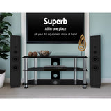 Artiss TV Stand 3 Tiers Storage Shelf Rack Tempered Glass Entertainment Unit