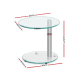 Artiss Coffee Table Round Tempered Glass Side End Beside Tables Cafe 45cm