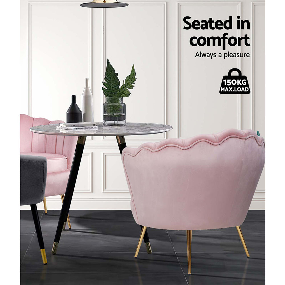 Artiss Armchair Velvet Pink Callista