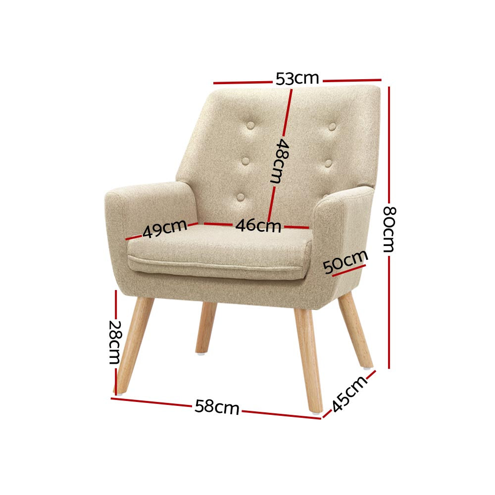 Artiss Fabric Dining Armchair - Beige