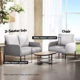 Artiss Armchair 2-Seater Sofa Accent Chair Loveseat Grey Linen Fabric Metal Leg