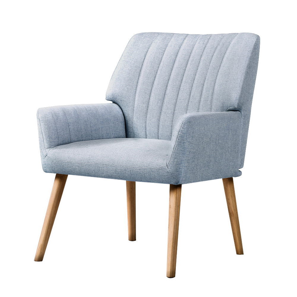 Artiss Armchair Fabric Blue Grey Sebastini