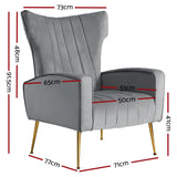 Artiss Armchair Grey Velvet Kate