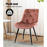 Artiss Dining Chairs Set of 2 Velvet Diamond Tufted Pink