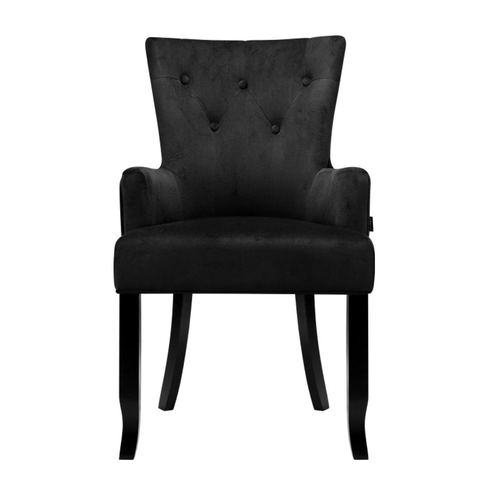 Artiss Dining Chair Velvet French Provincial Armchair Black